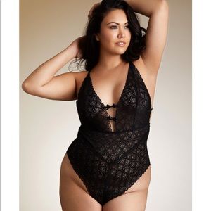 Stretch Lace Plunging Neckline Teddy